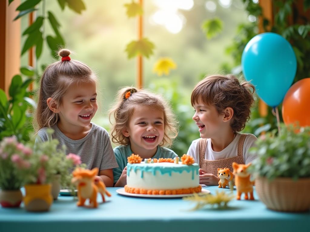 Celebración de cumpleaños con temática de naturaleza