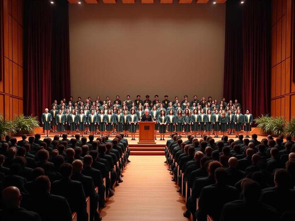 Ceremonia de graduación en auditorio elegante